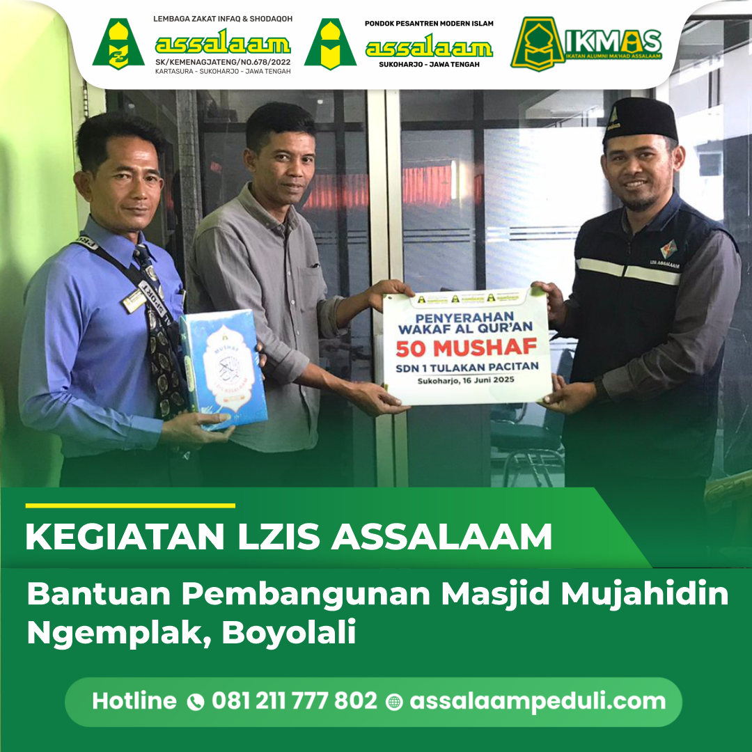 Penyerahan Wakaf Al-Qur’an oleh LZIS Assalaam untuk SDN 1 Tulakan, Pacitan