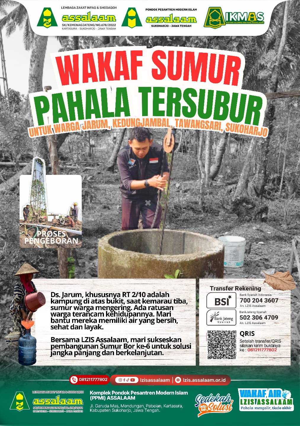 Wakaf Sumur, Pahala Tersubur: Ikhtiar Hadirkan Air Bersih untuk Warga Jarum, Kedungjambal, Tawangasari, Sukoharjo